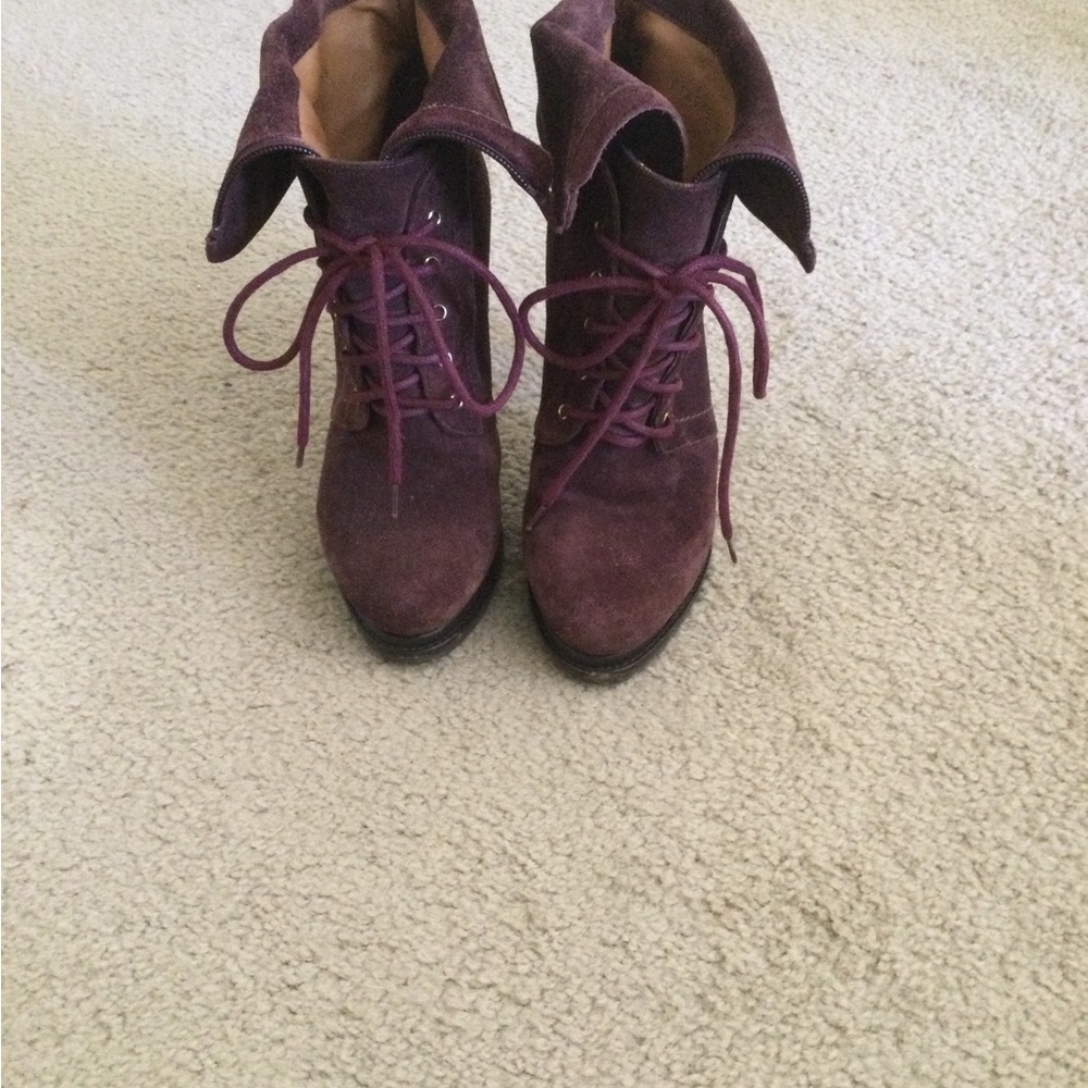 Giorgio Armani Burgundy Ankle Boots with Suede Finish
